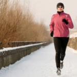 Woman Jogging Outside in the Cold
